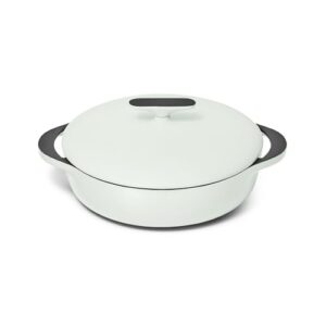 Caraway Enameled Cast Iron Braiser – 3.5 qt Braiser Pan – 3 Layer Enamel Coating – No Seasoning Required – Compatible With All Stovetops – Oven Safe – Free From Forever Chemicals – Light Mist