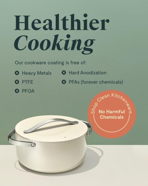Caraway Nonstick Ceramic Dutch Oven Pot with Lid (6.5 qt, 10.5") - Non Toxic, PTFE & PFOA Free - Oven Safe & Compatible with All Stovetops (Gas, Electric & Induction) - Sage - Image 7