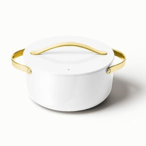 Caraway Nonstick Ceramic Dutch Oven Pot with Lid (6.5 qt, 10.5″) – Non Toxic, PTFE & PFOA Free – Oven Safe & Compatible with All Stovetops (Gas, Electric & Induction) – White