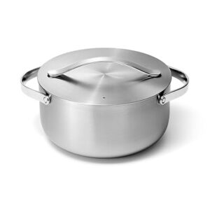 Caraway Stainless Steel Dutch Oven (6.5 Qt) – 5-Ply Stainless Steel – Oven Safe & Stovetop Agnostic – Non Toxic, PTFE & PFOA Free