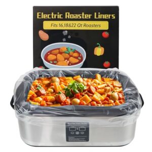 Electric Roaster Liners 34 x 18 Inch, 10 Count Disposable Roasting Oven Liners for 16, 18, 22 Quart Roasters, Plastic Cooking Bags for Immediate Cleanup