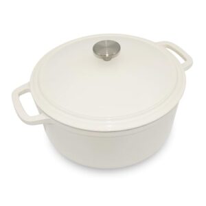 Enameled Cast Iron Dutch Oven Pot with Lid – 7 Quart Large Round Dutch Oven for Sourdough Bread Baking, Stove and Oven Safe, Beige