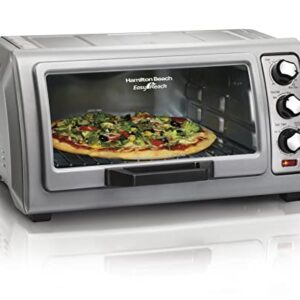 Hamilton Beach 6 Slice Countertop Toaster Oven With Easy Reach Roll-Top Door, Bake, Broil & Toast Functions, Auto Shutoff, Silver (31127D)
