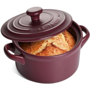 LE TAUCI 3 Quart Ceramic Dutch Oven – Lightweight, Non-Toxic, No Seasoning Needed- Oven, Microwave & Dishwasher Safe, Dutch Oven Pot with Lid for Sourdough, Soup & Stew, Burgundy Red