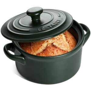 LE TAUCI 3 Quart Ceramic Dutch Oven – Lightweight, Non-Toxic, No Seasoning Needed- Oven, Microwave & Dishwasher Safe, Dutch Oven Pot with Lid for Sourdough, Soup & Stew, Forest Green