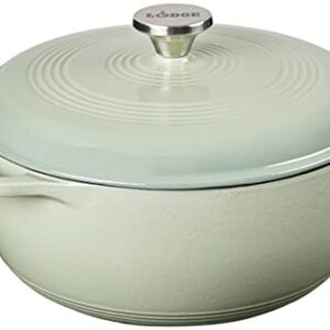 Lodge 6 Quart Enameled Cast Iron Dutch Oven with Lid – Dual Handles – Oven Safe up to 500° F or on Stovetop – Use to Marinate, Cook, Bake, Refrigerate and Serve – Desert Sage