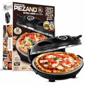 PIEZANO 14 Inch Extra Large Crispy Crust Pizza Oven by Granitestone – Family Sized Electric Pizza Oven Indoor Countertop Maker with Stone Heats up to 800˚F for Stone Baked Pizzeria Style at Home