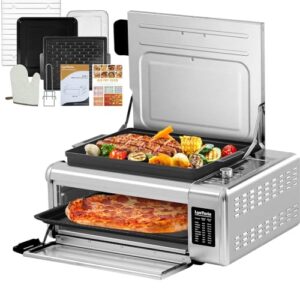 Pizza Oven Combo, 10-in-1 Digital Countertop Oven, Flip UP Save 50% Space, Electric Indoor Toaster Oven, 18QT, 9 Preset Functions, Easy Clean, 1600W, Homeuse