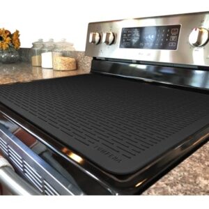 Stove Top Cover for Electric Stove – Silicone Stove Mat for Glass Top, Glass Cooktop Protector, XL Dish Drying Mats For Kitchen,Oven Covers for Electric Stove (Black,28 x 20)