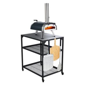 ooni Medium Modular Outdoor Table – 31x22x35 Inch Stainless Steel Pizza Oven Stand, Barbecue Cart, Outdoor Pizza Station