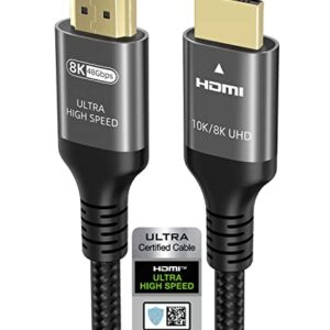 10K 8K 4K HDMI Cable 48Gbps 5 FT, Certified Ultra High Speed HDMI® Cable 4K 240Hz 144Hz 120Hz 8K60Hz 0.01ms HDR10+ eARC HDCP2.3 Netflix Roku TV PC Monitor Projector PS5 Xbox