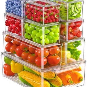 11 Pack Refrigerator Organizers and Storage, Stackable Fridge Organizer Bins, BPA-Free Clear Plastic Fruit Storage Containers for Fridge, Kitchen, Fruits, Drinks, Produce, Vegetable
