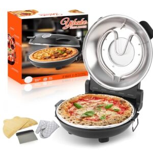 12″ Electric Pizza Oven – Countertop Pizza Maker with Ceramic Stone, Heats up to 800°F, Portable Indoor Pizza Oven for Homemade Pizzas, Black