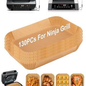 130PCS Air Fryer Liners Disposable for Ninja FG551/DG551 6-in-1 Indoor Grill, MMH Airfryer Parchment Paper Liner Rectangular for Ninja Smart XL Air Fryer, Ninja IG601 Foodi Airfryer Oven Accessories