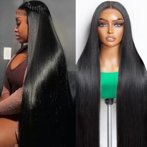 13×6 Full Large Lace Space Human Hair Wig 30 Inch Straight Lace Front Wigs Human Hair with Natural Hairline 200% Density HD Lace Front Wigs Pre Plucked Glueless Wigs Human Hair For Women