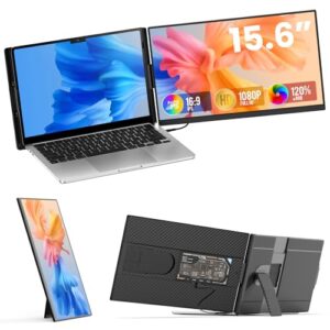15.6″ 1080P FHD 120% sRGB Portable Monitor, Laptop Screen Extender, Compatible with Windows, Mac, Chrome