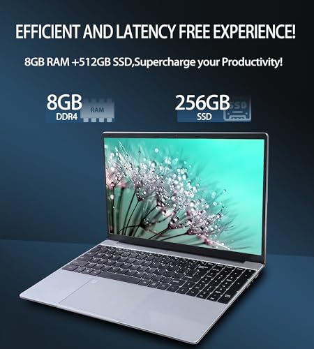 15.6 Inch Laptop, Laptop Computer, Windows 11, 8GB RAM, 256GB SSD, Intel Celeron Quad-Core Processor(Up to 2.9GHz), IPS Full HD Display with, Type-C, Wi-Fi, USB3.2 (15lnch-256) - Image 6