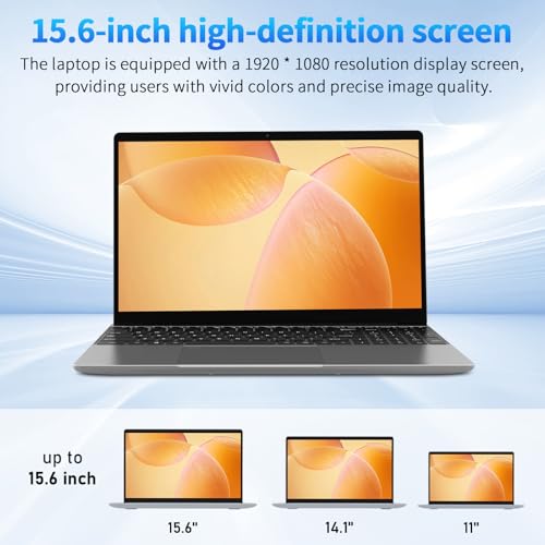 15.6'' Laptop Computer,1080P FHD Display,8GB RAM,512GB SSD,N5095 CPU Business Laptop,Numeric Keypad,Backlit Keyboard,Fingerprint Unlock,SD Card Reader,Webcam, 5GWiFi, HDMI,Silver - Image 5