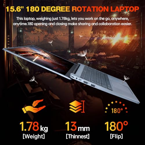 15.6 inch Narrow Border Laptop, Celeron N95 UHD + GTX 1060 4GB,16G DDR4 Quad-Core,1920x1080 FHD IPS, Backlit Keyboard,Fingerprint Unlocking (Gray, 16GB+512GB SSD) - Image 5