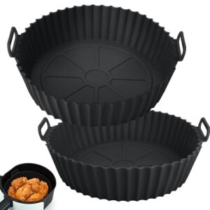 2 Pack Air Fryer Silicone Liners for Ninja, Reusable Silicone Bowl Basket Fit for 3 to 5QT Air Fryer, Replacement of Flammable Parchment Paper