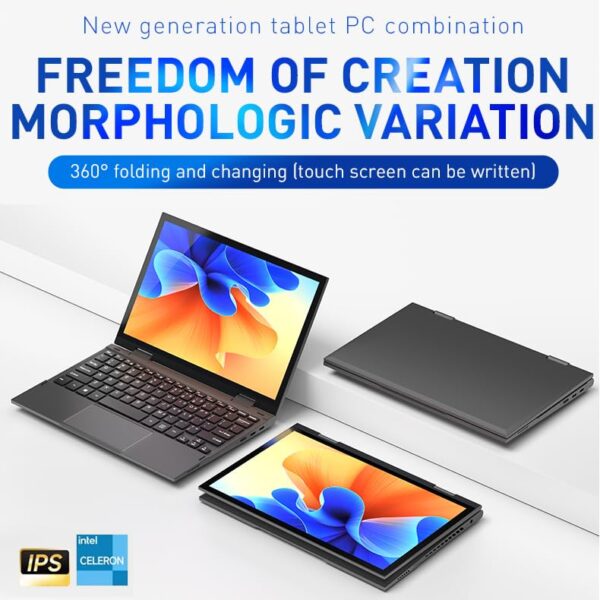 2-in-1 Mini Laptop: 10.95" 2K FHD IPS Touchscreen, N95 CPU,16GB DDR5 RAM 1TB SSD, Metal Body, Win 11 Pro/Office 2019, Full-Function Type-C, Fingerprint Sensor, Backlit Keyboard (16G+1TB) - Image 3