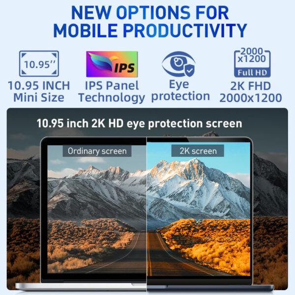 2-in-1 Mini Laptop: 10.95" 2K FHD IPS Touchscreen, N95 CPU,16GB DDR5 RAM 1TB SSD, Metal Body, Win 11 Pro/Office 2019, Full-Function Type-C, Fingerprint Sensor, Backlit Keyboard (16G+1TB) - Image 4