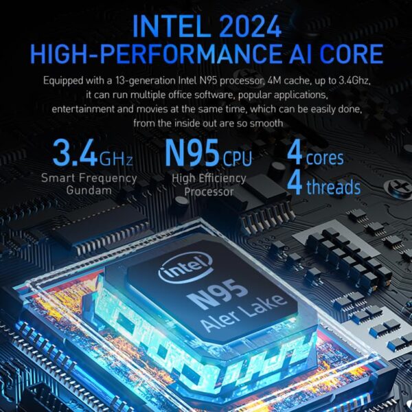 2-in-1 Mini Laptop: 10.95" 2K FHD IPS Touchscreen, N95 CPU,16GB DDR5 RAM 1TB SSD, Metal Body, Win 11 Pro/Office 2019, Full-Function Type-C, Fingerprint Sensor, Backlit Keyboard (16G+1TB) - Image 6