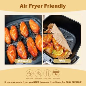 200 Pcs 8″ Air Fryer Liner Square Baking Parchment Paper Airfryer Liners,Unbleached Disposable Non-stick & Non-Leak & Non-Washing Air Fryer Paper Liner for 5-8 QT Air Fryer Basket