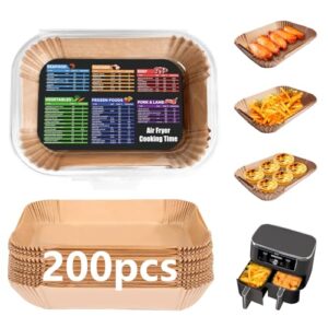 200PCS Air Fryer Liners for Ninja: Higher Non-Stick Disposable Parchment Paper Liner for Ninja DZ201/DZ401 Dual Airfryer Baking – Food Grade Ninja Air fryer Accessories (Rectangle – 8.6 x 5.5 inch)