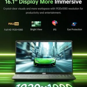 Laptop with AMD Ryzen 7 5700U Processor(Up to 4.3GHz), 16“ FHD Display Laptop Computer with 16GB RAM 512GB NVMe SSD, BT5.2, WiFi 6, USB3.2, 53Wh Battery,Backlit Keyboard,Type-C