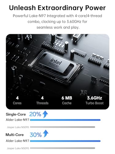 2025 Laptop,17.3-Inch FHD Display Laptop with Quad Core-12th Alder Lake N97(Up to 3.6GHz), 16GB RAM 512GB ROM Traditional Laptop Computer, 6000Mah Battery,Silver - Image 5