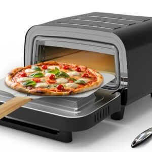2025 Upgraded Pizza Oven, Indoor Pizza Oven Heats up to 840°F, Bake 12 Inch Pizzas in 90 Seconds, 6 Touchscreen Presets Countertop Electric Pizza Maker with Pizza Stone&Peel&Cutter Included