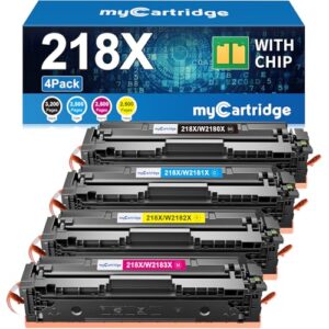 218X Toner Cartridges 4 Pack High Yield (with Chip) Compatible Replacement for HP 218X 218A for Color Laserjet Pro 3201dw MFP 3301fdw 3301cdw 3301sdw Printer Ink W2180X W2180A (BCMY, 4-Pack)