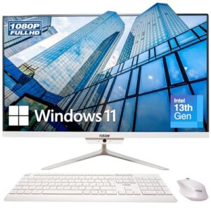 23.8″ Full HD All-in-One Desktop Computer – 16GB RAM, 512GB SSD, Intel 13th Gen, Windows 11, Dual-Band WiFi, HDMI, USB 3.0, FHD IPS Display – AIO PC with Wireless Keyboard, Mouse, 2MP Camera
