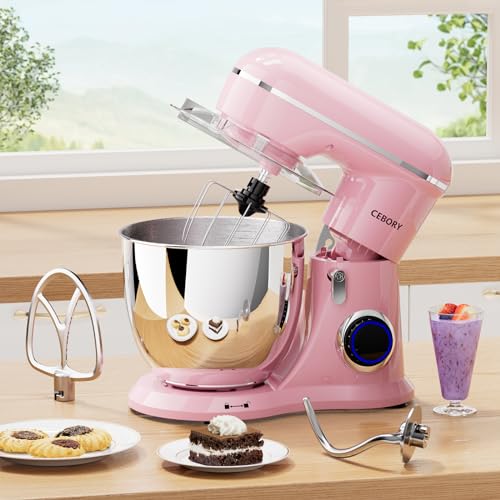 3-IN-1 Electric Stand Mixer, 6.5QT Bowl 660W 10-Speed Kitchen Mixer, Household Food Mixers include Dough Hook, Beater and Whisk, Bread Cake Mixer for Baking and Most Home Cooks, Pink - Image 3