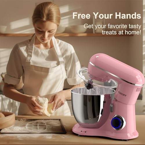 3-IN-1 Electric Stand Mixer, 6.5QT Bowl 660W 10-Speed Kitchen Mixer, Household Food Mixers include Dough Hook, Beater and Whisk, Bread Cake Mixer for Baking and Most Home Cooks, Pink - Image 7