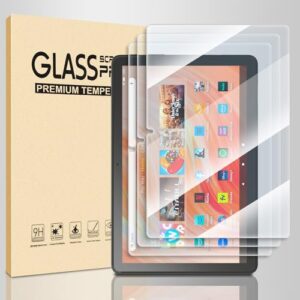 3 Pack Tempered Glass for Amazon Fire HD 10 Screen Protector 10.1 Inch (2023/2021,13th/11th Gen), 10 Plus Easy Installation Anti-Scratch