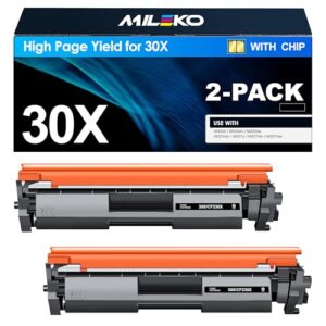 30X High Yield Black Toner Cartridge Compatible Toner Cartridge Replacement for HP 30X 30A CF230X CF230A Compatible with HP Laserjet Pro MFP M203dw M227fdw M227fdn M203d M203dn M227sdn, 2 Pack (Black)
