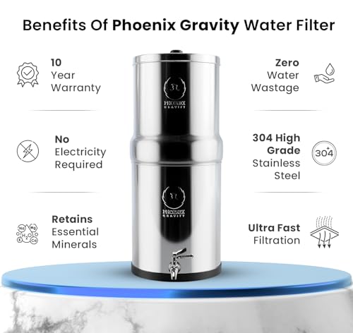 3.25 Gallons NSF Certified AISI 304 Stainless Steel Water Filter with 2 Smart Carbon (Black) Filters, 2 POSTreat Steel Fluoride Removal Elements & Free Stainless Steel Spigot - Image 3