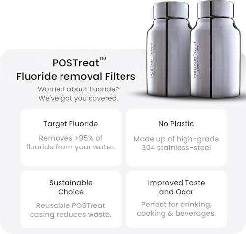 3.25 Gallons NSF Certified AISI 304 Stainless Steel Water Filter with 2 Smart Carbon (Black) Filters, 2 POSTreat Steel Fluoride Removal Elements & Free Stainless Steel Spigot - Image 6