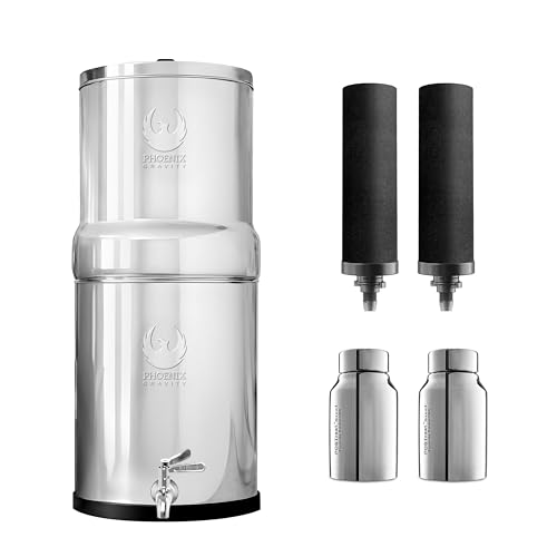 3.25 Gallons NSF Certified AISI 304 Stainless Steel Water Filter with 2 Smart Carbon (Black) Filters, 2 POSTreat Steel Fluoride Removal Elements & Free Stainless Steel Spigot - Image 2