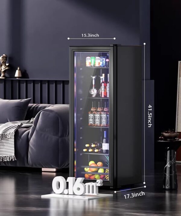3.5 Cu.Ft Mini Beverage Fridge 150 Can Refrigerator with Glass Door Fridge And Adjustable Removable Shelves Beer, Wine, Soda, And Cooler Drinks For Home Office Or Bar - Image 3