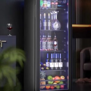 3.5 Cu.Ft Mini Beverage Fridge 150 Can Refrigerator with Glass Door Fridge And Adjustable Removable Shelves Beer, Wine, Soda, And Cooler Drinks For Home Office Or Bar