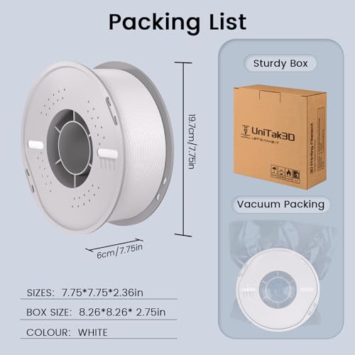 3D Printer Filament,PLA Filament 1.75mm Dimensional Accuracy±0.03mm Neatly Wound 3D Printing Filament Compatible with Bambu Lab/Anycubic/Creality All 3D Printers-1kg Spool (2.2lbs)-White - Image 3