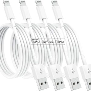 4 Pack [Apple MFi Certified] Apple Charging Cables 6ft, iPhone Chargers, Lightning Fast iPhone Charging Cord for iPhone 12/11/11Pro/11Max/ X/XS/XR/XS Max/8/7, ipad(White)