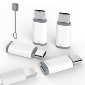 4 Pack Lightning to USB C Adapter for iPhone 15/16 Pro/16 Pro Max/Plus,Samsung S24,iPad Air,Nintendo Switch,Fast Charging&Data Transfer (Lightning to USB C Adapter)