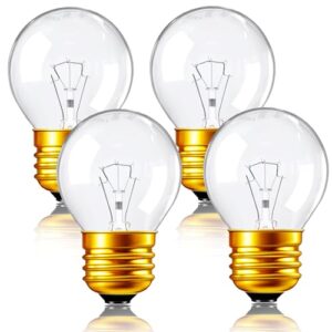 40 Watt Oven Light Bulb, 40W G45 Clear Appliance Blub, 120V E26 Base High Temp Light Bulbs Replacement for Oven Refrigerator Microwave Stove Range Hood, Dimmable, Warm White, 4 Pack
