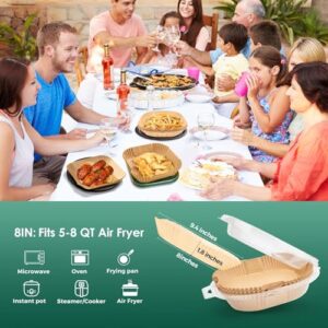 Air Fryer Paper Liners, 200pcs Air Fryer Liners Disposable, 8″ Square Baking Liner for 5-8 qt Airfryer Basket, Non-stick and Oil Proof Parchment Paper for Oven, Pans & Baking