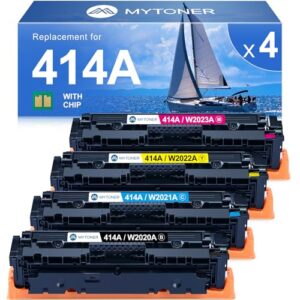 414A Toner Cartridges 4 Pack MFP M479fdw with Chip Compatible Replacement for HP 414A 414X for Color Laserjet Pro MFP M479fdw M479fdn M479dw M454dw M454dn M479 Printer Ink W2020A W2020X High Yield
