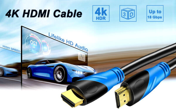 4K HDMI 50 FT Cable (HDMI 2.0,18Gbps) Ultra High Speed Gold Plated Connectors,Ethernet HDMI Cord, 4K@60HZ 2K 1080P 3D ARC Compatible with UHD TV Monitor Laptop Xbox PS4/PS5 ect(15m) - Image 8